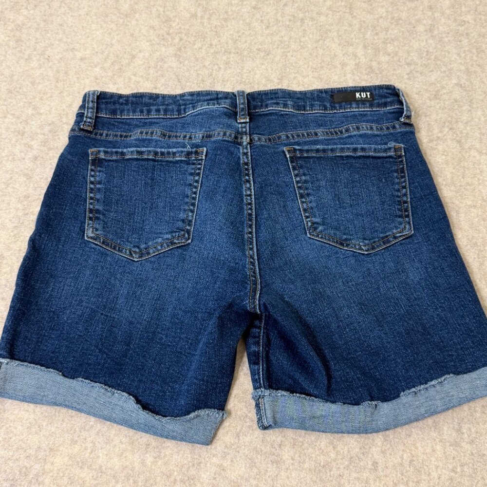 KUT From The Kloth Denim Shorts Size 10 Distressed Cuffed Stretch - Picture 10 of 15